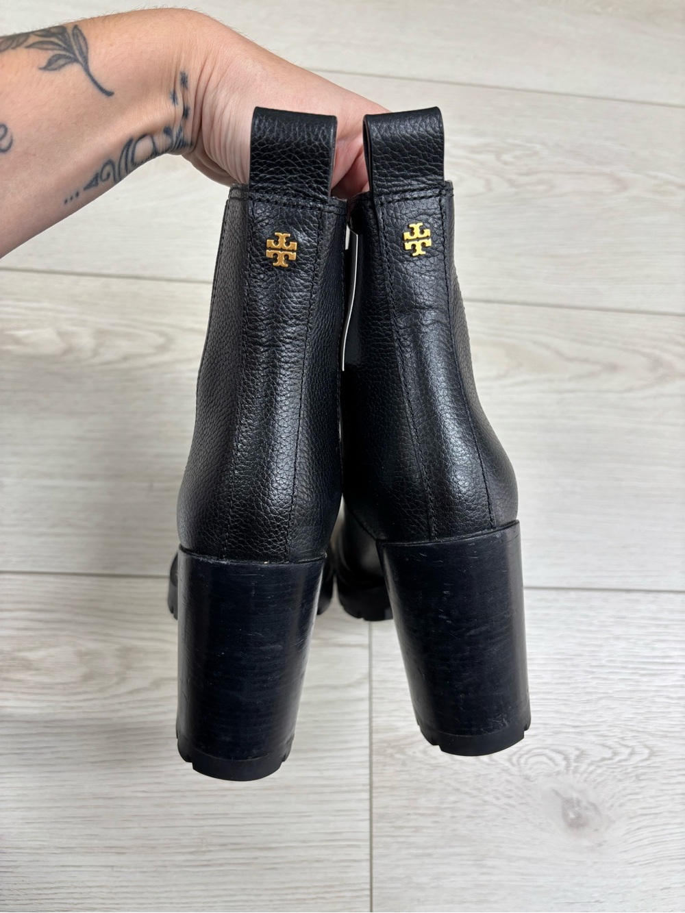 Tory Burch Carson Black Chunky Lug Sole Ankle Boots - Picture 6 of 7